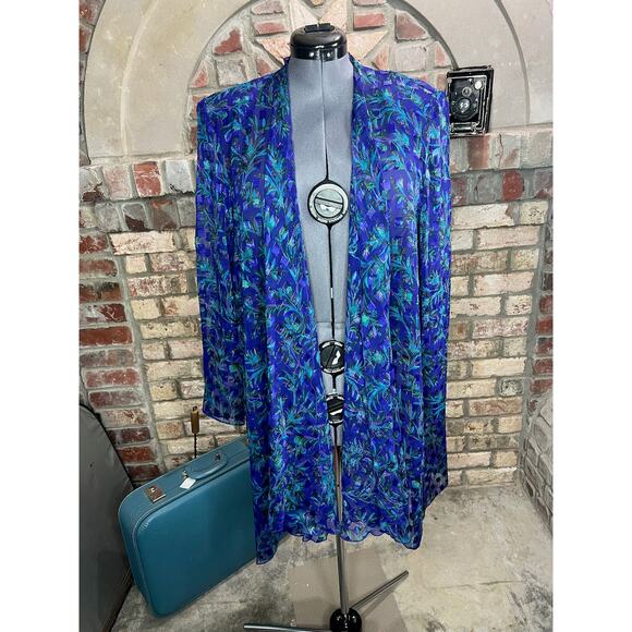 illusion dress tank tiered flutter front jacket purple blue green - Picture 10 of 16
